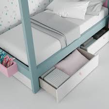 This bed frame does not require a separate box spring or foundation. Canopy Four Poster Bed With Optional Drawers Various Colours Available Nubie Kids