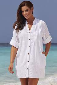 Brynn Sheer Button Up Cover Up Shirt In 2021 Plus Size Swimsuits Plus Size Tankini Plus Size Outfits