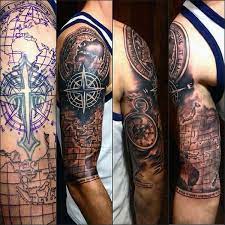 Cooling arm sleeves for men & women, uv protective upf 50, tattoo cover up. 50 World Map Tattoo Designs For Men Adventure The Globe World Map Tattoos Map Tattoos Cover Tattoo