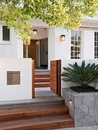 Home Accessories Contemporary Landscape With Modern Stainless Mailbox Post Ideas Also Wooden Staircase And Gate With Entradas De Casas Disenos De Casas Casas