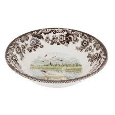 This 9.5 inch x 12 inch rectangular handled dish features a mallard and a quail. Woodland Spode