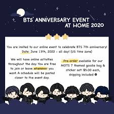 ❗❗this is a digital product. Rganic Events On Break On Twitter Finally Our Info Is Ready To Be Posted We Present To You Bts Anniversary Event At Home 2020 Come Join Us All Day On June 13th