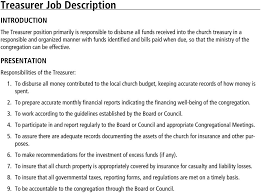 Working alongside a business' md or ceo, the the role of the finance director has overall control and responsibility for all financial aspects of company strategy and is expected to analyse figures and. Treasurer Job Description Pdf Free Download