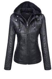 Tanming Women S Removable Hooded Faux Leather Jackets Leather Jackets Women Leather Jacket With Hood Leather Jacket