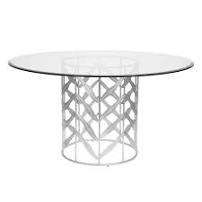 The Worlds Away Redding Dining Table Highlights A Silver Leaf Round Lattice Base Topped With Plain Glass D Dining Table Round Dining Table Dining Table Bases
