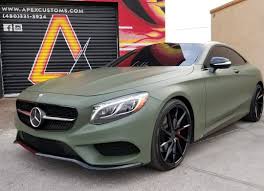 Mercedes Benz S Class 3m Matte Military Green 3m Gloss Black Accents Dechrome Custom Powdercoated Vossens New Chevy Impala Custom Mercedes Benz Mercedes Car