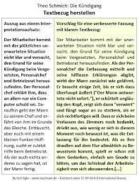 Deutsch prosa kurzgeschichten teil 2 sprachliche stilmittel. Textbezug Herstellen Musterbeispiel Die Kundigung Theo Schmich