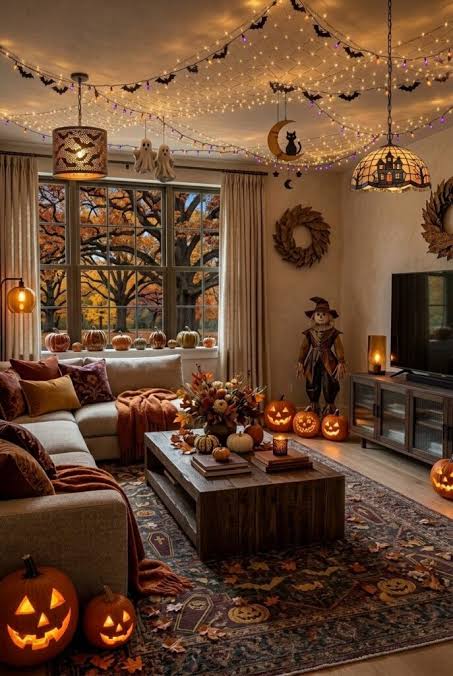 12 Cozy Fall & Halloween Living Room Decor Ideas