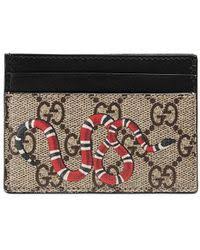 Gucci black gg snake wallet. Gucci Canvas Kingsnake Print Gg Supreme Card Case In Nero Black For Men Save 53 Lyst