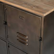 Buffet A Roulettes 6 Portes En Metal Cuivre Et Sapin Maisons Du Monde Sapin Maison Du Monde Porte Metal Meuble Style Industriel