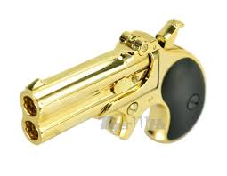 Suitable for law enforcement and military use. Maxtact Alloy American Derringer Double Barrel Gas Pistol Gold Airsoft Tiger111hk Area