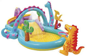 intex opblaasbaar speelcenter dinoland kinderzwembadje water speelgoed spelletjes in het zwembad