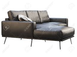 Mid century modern chaise lounge. Modern Chaise Lounge Sofa Black Leather Corner Sofa With Metal Legs On White Background Mid Century Modern Loft Chalet Scandinavian Interior 3d Render Stock Photo Picture And Royalty Free Image Image 145889651