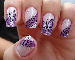 Black And Purple Butterfly Nails Purple Butterfly Butterfly Nail Designs Butterfly Nail Art Cheetah Nail Designs