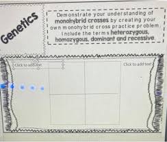 In a monohybrid cross two plants or animals, which differ at only one gene, are bred together. Media Cheggcdn Com Study 166 166e102f 7053 4087