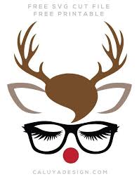 Download Reindeer Faces Free Svg Png Dxf Eps Download By C Design Reindeer Face Free Svg Christmas Svg