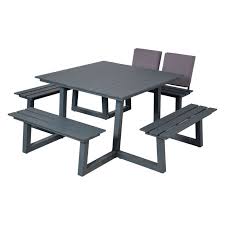 Weitere ideen zu picknicktisch, holzprojekte, holzprojekte diy. Inko Cebu Sitzgruppe Tisch Mit 4 Banken Aluminium Graphit Picknickbank 218x230x87 Cm Gartenwelt24 De