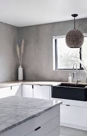 Diy Concrete Backsplash White Modern Kitchen Concrete Countertops Kitchen Minimalist Kitchen Design