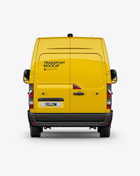 Download Panel Van Mockup Back View In Vehicle Mockups On Yellow Images Object Mockups PSD Mockup Templates