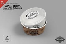 Paper Bowl With Clear Lids Mockup In 2020 Paper Bowls Packaging Mockup Food Mockup