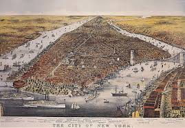 Birds Eye View Of New York City 1800 S Birds Eye View Map New York City Travel Tourism Fine Vintage Repro Poster Birds Eye View Map Birds Eye View Perspective Maps