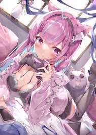 matutoki nara hololive minato aqua animal ears bra nekomimi open shirt  thighhighs | #763616 | yande.re