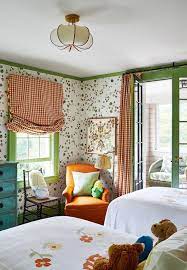 25 trendy dining rooms with spunky orange. Kate Rheinstein Brodsky East Hampton Home Krbnyc Childrens Kids Bedroom Orange Armchair Gingham Roman Shades Katie Considers
