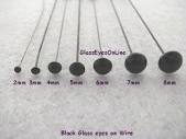 7 PAIR Asst Size 2mm to 8mm Glass Eyes on WIRE Choose Color for ...