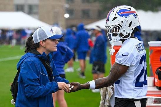 Bills safety C.J. Gardner-Johnson was carted to the locker room today with  an apparent lower body injury.