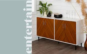 Fully customizable and guaranteed for life! Amazon Com Walker Edison Caye Modern 4 Door Bookmatch Buffet 58 Inch White And Teak Buffets Sideboards