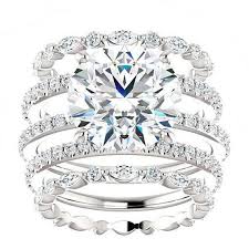 4 Carat 10mm Round Moissanite Diamond Hidden Halo Five Etsy Marquise Eternity Band Black Wedding Rings Wedding Rings Solitaire