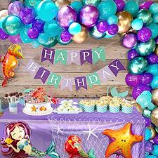 This is such a fun theme to prepare and decorate for. Golray Mermaid Birthday Party Decorations Supplies Kit For Girls With 58 Balloons Arch Tablecloth Fish Net Happy Birthday Banner Foil Balloons Under Sea Party Bridal Little Mermaid Party Decor In Dubai