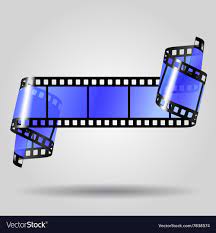 Curled blue film strip Royalty Free Vector Image
