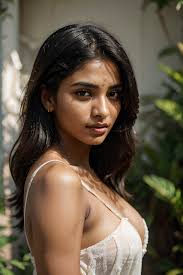 Kerala model , 30 years old, tubular saggy breast, ((half body - SeaArt AI