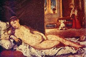 Others see her as a courtesan or mistress. Manet Venus Of Urbino After Titian Copied At The Uffizi During Manet S Journey To Italy In 1856 Unfortunately His Copy Is In A Private Painting Art Artist
