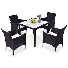 5 Pcs Black Outdoor Patio Rattan Table Chairs Set Outdoor Furniture Sets Outdoor Furniture In 2020 Rattan Furniture Set Outdoor Furniture Sets Outdoor Chair Set