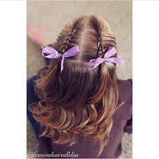 Angie On Instagram Today We Did Two Dutch Braids Half Way Down With A Bow And The Rest Or Her Hair Cur Baby Hairstyles Little Girl Hairstyles Hair Styles