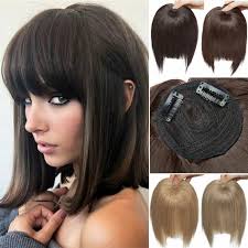 Hairstyles for bangs are versatile and easy to style. Real Thick Natural Topper Hair Bangs As Human Hair Piece Clip In Fringe Bangs Uk Ebay