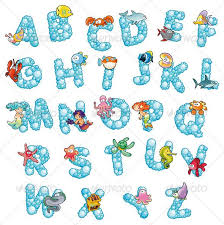 Alphabet With Fish And Bubbles Bubble Alphabet Alphabet Design Scrapbook Fonts