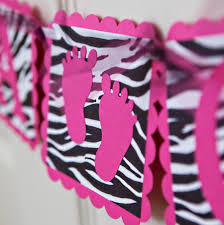 Zebra Baby Shower Decorations Baby Shower Hot Pink Zebra Banner With Footprints B Footprints Baby Shower Hot Pink Baby Shower Zebra Baby Shower Decorations