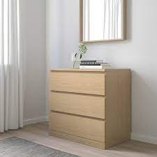 In reasonable condition, the odd small chip in the veneer. Malm Komoda 3 Szuflady Okleina Debowa Bejcowana Na Bialo 80x78 Cm Dodaj Do Koszyka Ikea Malm Oak Furniture White Chests