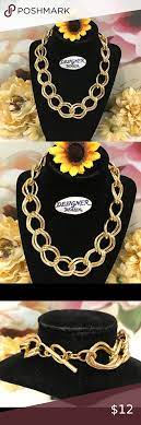 Ladies Gold Tone Link Necklace 17 5 Vgc Link Necklace Womens Jewelry Necklace Necklace