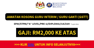 Untuk makluman, terdapat beberapa kekosongan jawatan yang dibuka untuk permohonan oleh pihak kementerian pendidikan malaysia (kpm). Kerja Kosong Guru Interim Guru Ganti Kementerian Pendidikan Malaysia Pengambilan 2018 2019