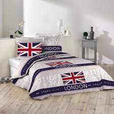 Housse de couette, drap housse, taie d'oreiller et de traversin. Housse De Couette Et Deux Taies 260 Cm London Style Linge De Lit Eminza