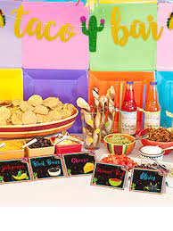 Get everything you need to build the perfect taco and nacho bar right here. Amazon Com Taco Bar Decoration Kit Banner Sign Tents Garland For Cinco De Mayo Mexican Fiesta Themed Party Bachelorette Bridal Shower Housewarming Toys Games