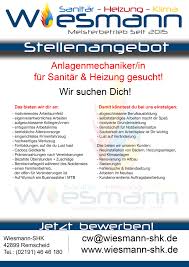 wir suchen verstarkung fur unser team anlagenmechaniker in fur sanitar heizung klimatechnik berufsausbildung stellenangebot heizung