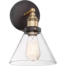 A matte black finish makes this decorative wall sconce effortlessly modern. 360 Lighting Industrial Wall Light Sconce Led Edison Black Brass Hardwired 10 3 4 High Fixture Clear Glass For Bedroom Bathroom Target