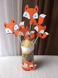 Fox Centerpieces Stick Woodland Centerpieces Stick Jungle Centerpieces Stick Handmade Birthdaychil Fox Baby Shower Theme Fox Baby Shower Fox Birthday Party