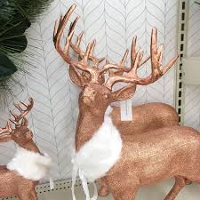 Rose Gold Deer Target With Fur Collar Rose Gold Christmas Decorations Rose Gold Christmas Rose Gold Christmas Tree