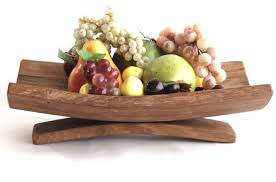 Wooden Fruit Bowl Made Of Oak With Curved Stand In Rustic Barrel Style Wooden Fruit Bowl Wooden Kitchen Fruit Bowl